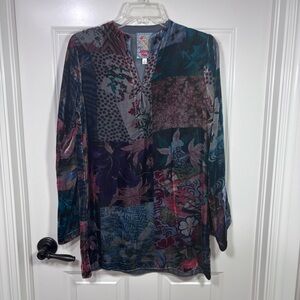 Johnny Was Grace Tessa Velvet Patchwork Tunic Women’s XS Boho